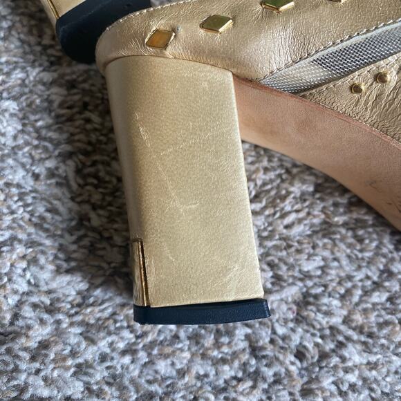 Vintage Fantasy Collection gold studded mesh mule heels - Picture 7 of 9